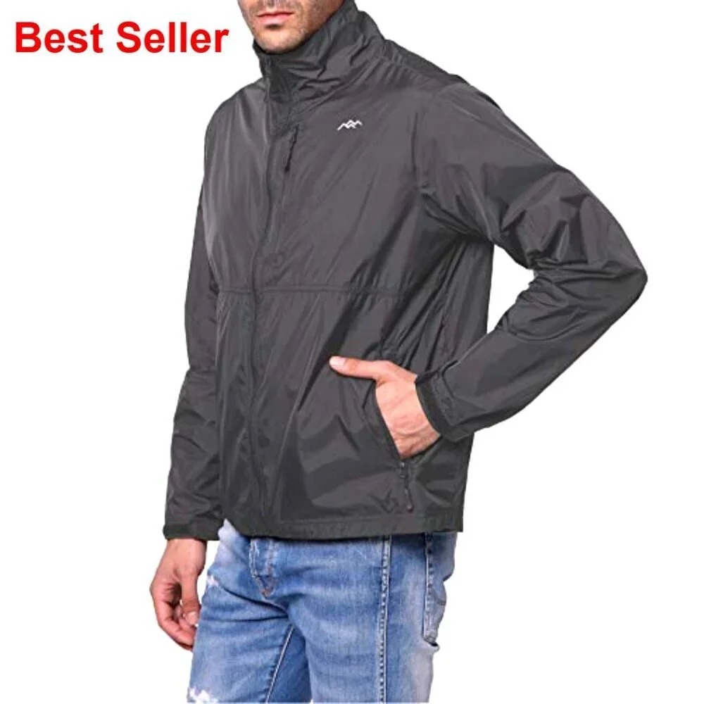 Lightweight Packable Windbreaker Jacket, Windproof Water-Resistant